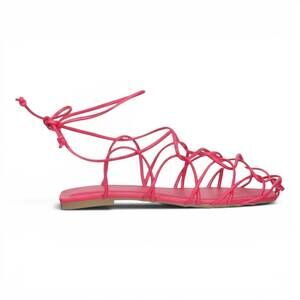 NEW BRUNO MENEGATTI women's enya leather gladiator sandal in hot pink